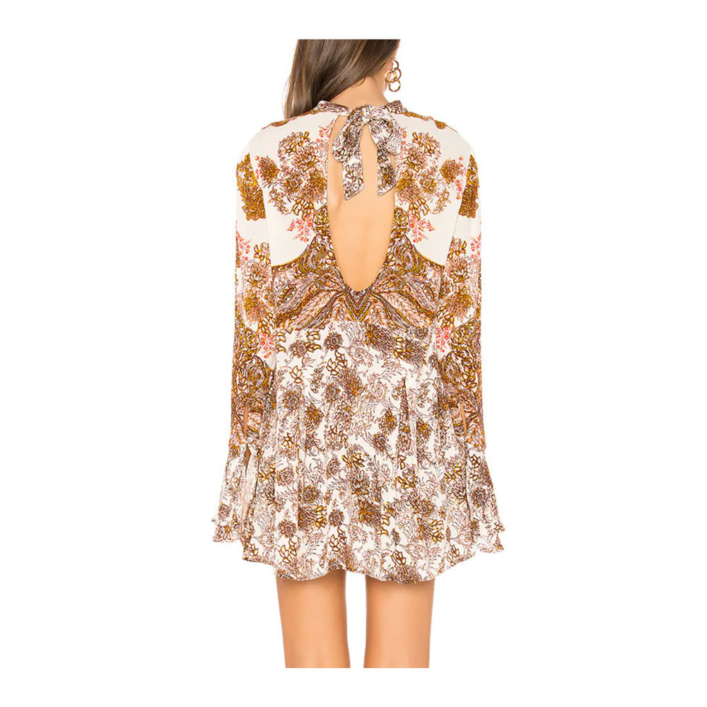 FREE PEOPLE Lady Luck Bell Sleeve Print Tunic or Mini Dress In Ivory Size XS - Picture 5 of 9